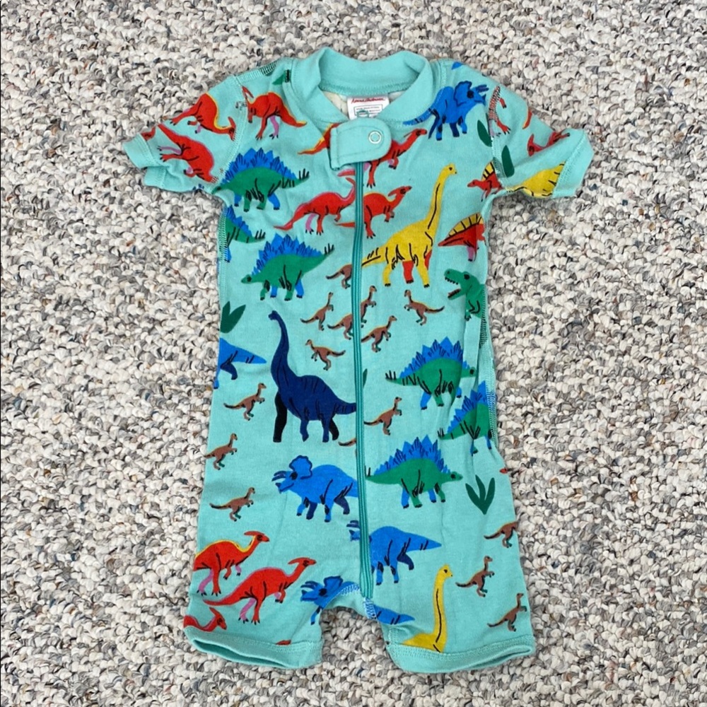 Hanna Andersson Blue and Green Shorties with Dinosaur Print
